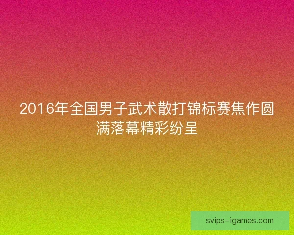 2016年全国男子武术散打锦标赛焦作圆满落幕精彩纷呈