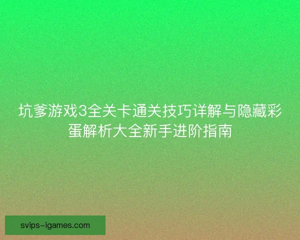 坑爹游戏3全关卡通关技巧详解与隐藏彩蛋解析大全新手进阶指南